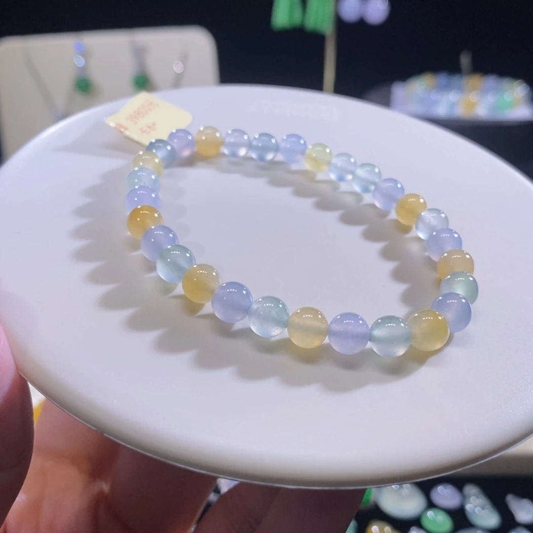 翡翠未镶嵌手串糖果色手串卡6+