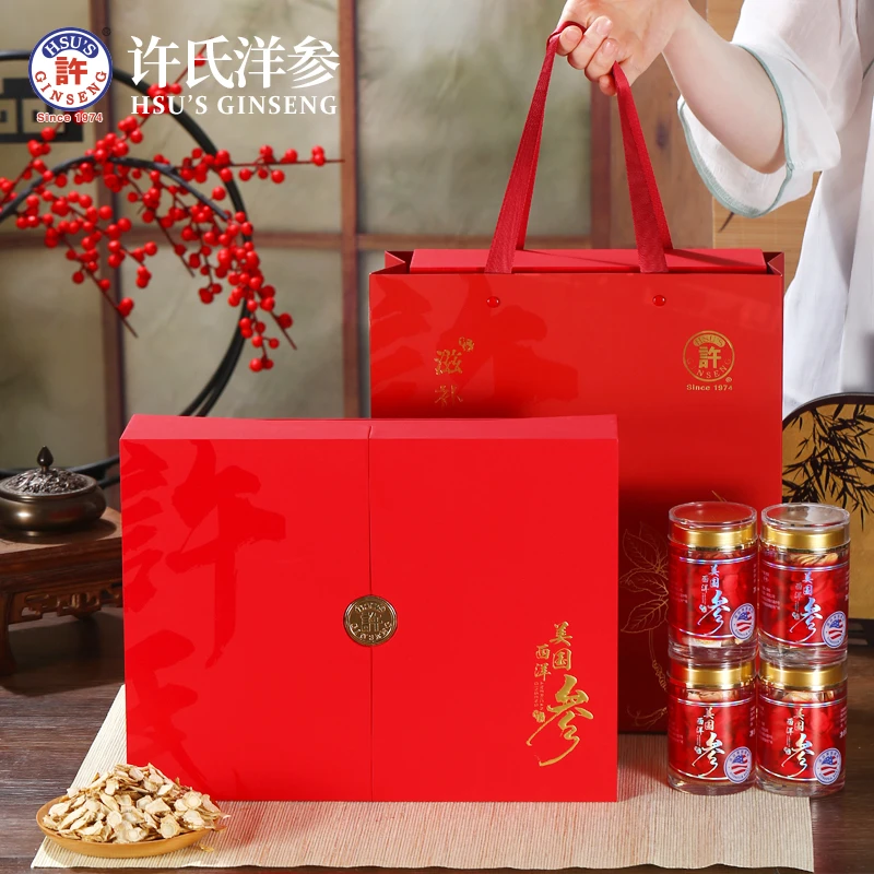 许氏美国进口西洋参花旗参切片中号片120克精品送礼礼盒