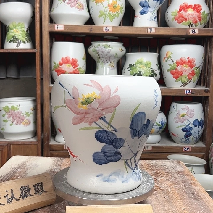 摆件鱼尾青花荷花新款陶瓷陶瓷