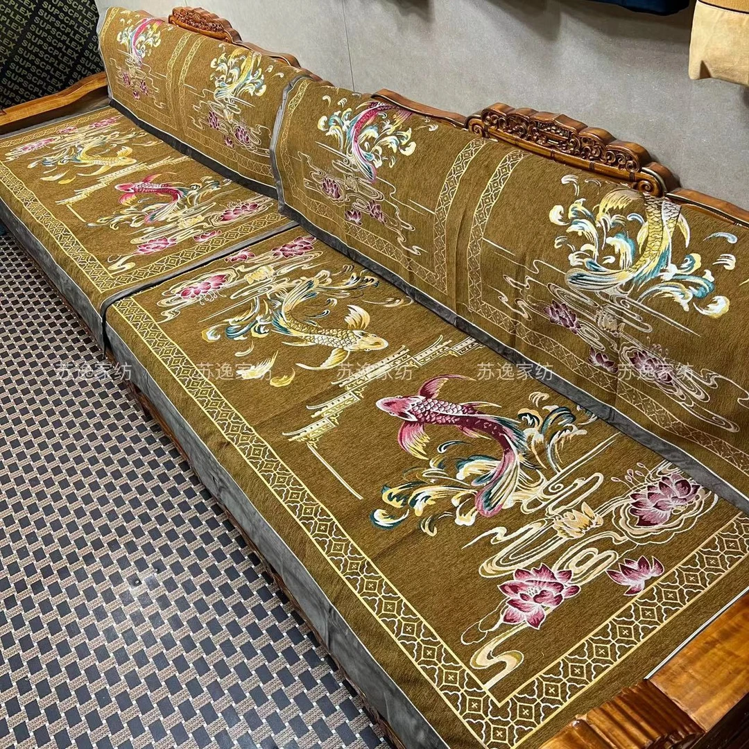 拉萨发货西藏邮政新款防滑藏式床垫沙发垫卡垫雪尼尔提花加厚锦鲤