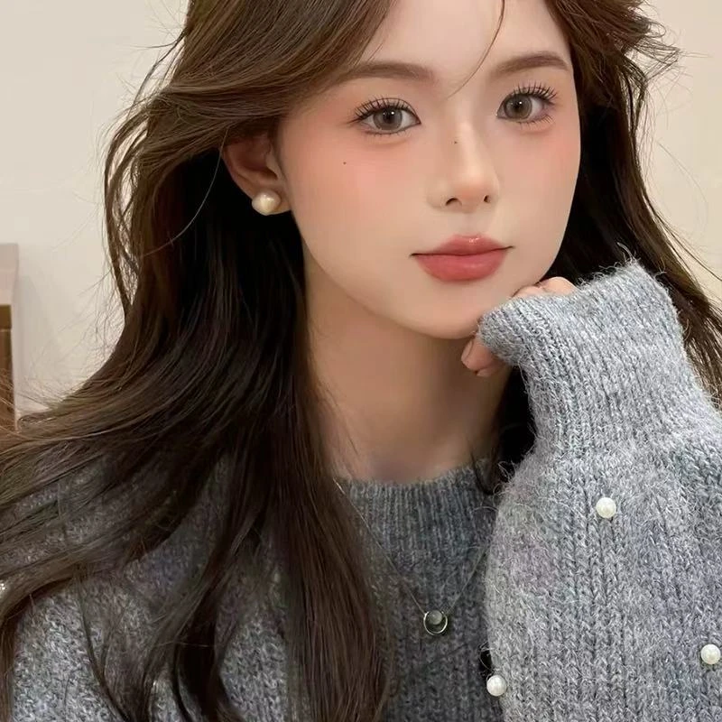 非金属仿珍珠耳饰 简约方糖珍珠耳钉925银养耳洞2025新款甜美方形
