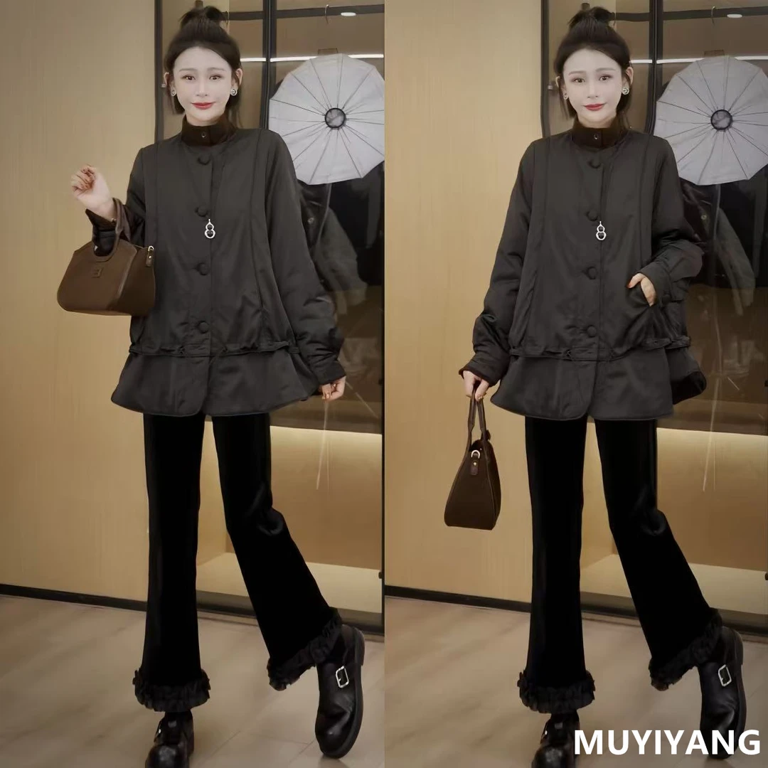 【枫音】设计感小众假两件夹棉高定版棉衣外套 衣长74 25-631#