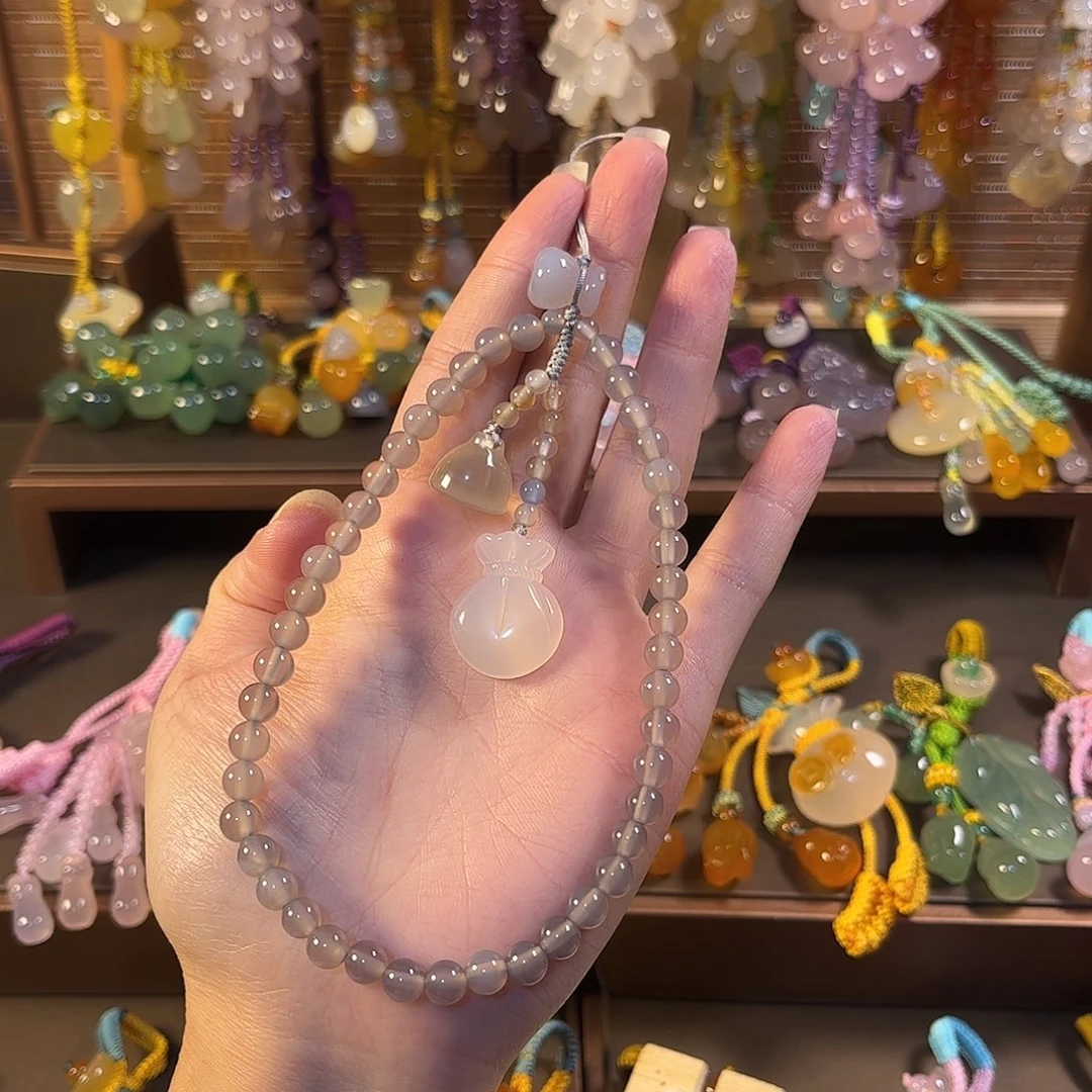 简***单玛瑙/玉髓未镶嵌车挂福利款手机链