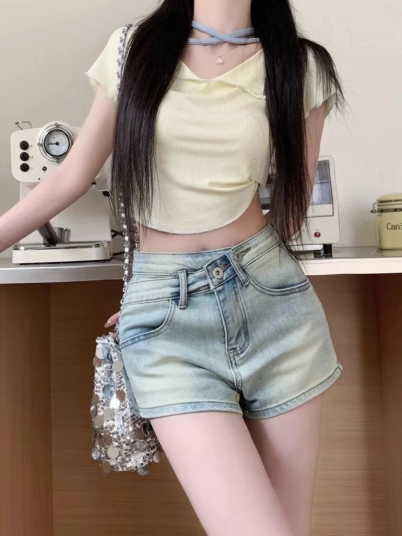 直播2号【非主图款】显瘦高腰短款性感夏季阔腿百搭辣妹牛仔短裙裤