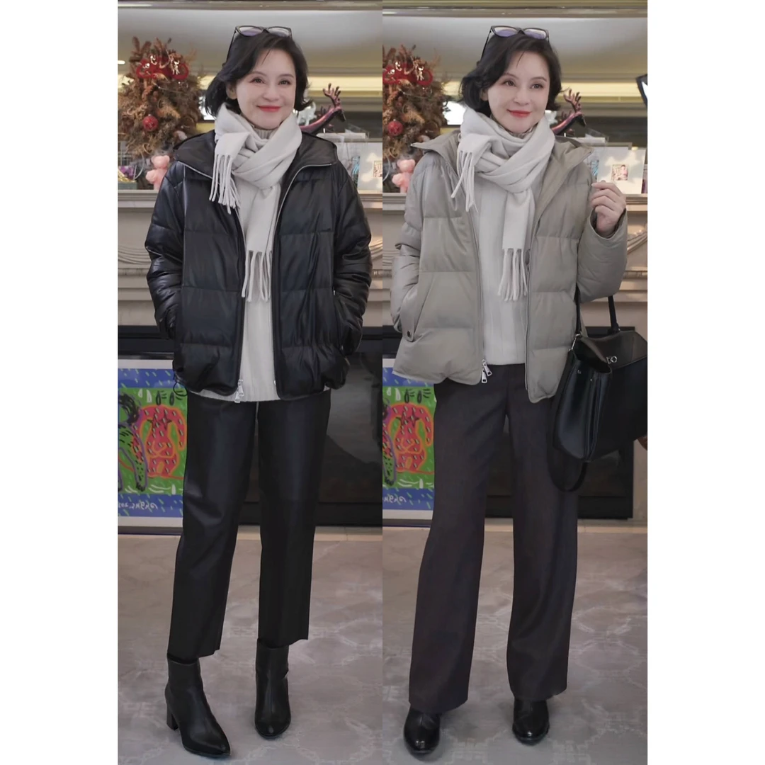 我是摩羯 轻豆豆 90白鹅绒西班牙头层绵羊皮泡芙秋冬皮羽绒