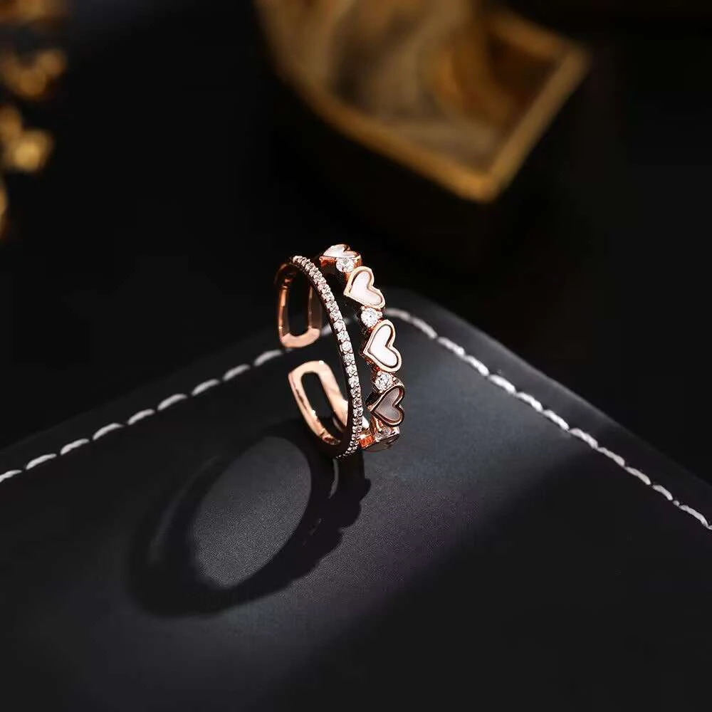 铜合金合成锆石戒指 《货号6646》F桃心戒指