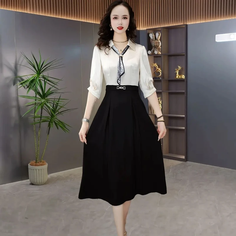 【QM直播专享】2025新款时尚气质小香风洋气女士百搭连衣裙M-4XL