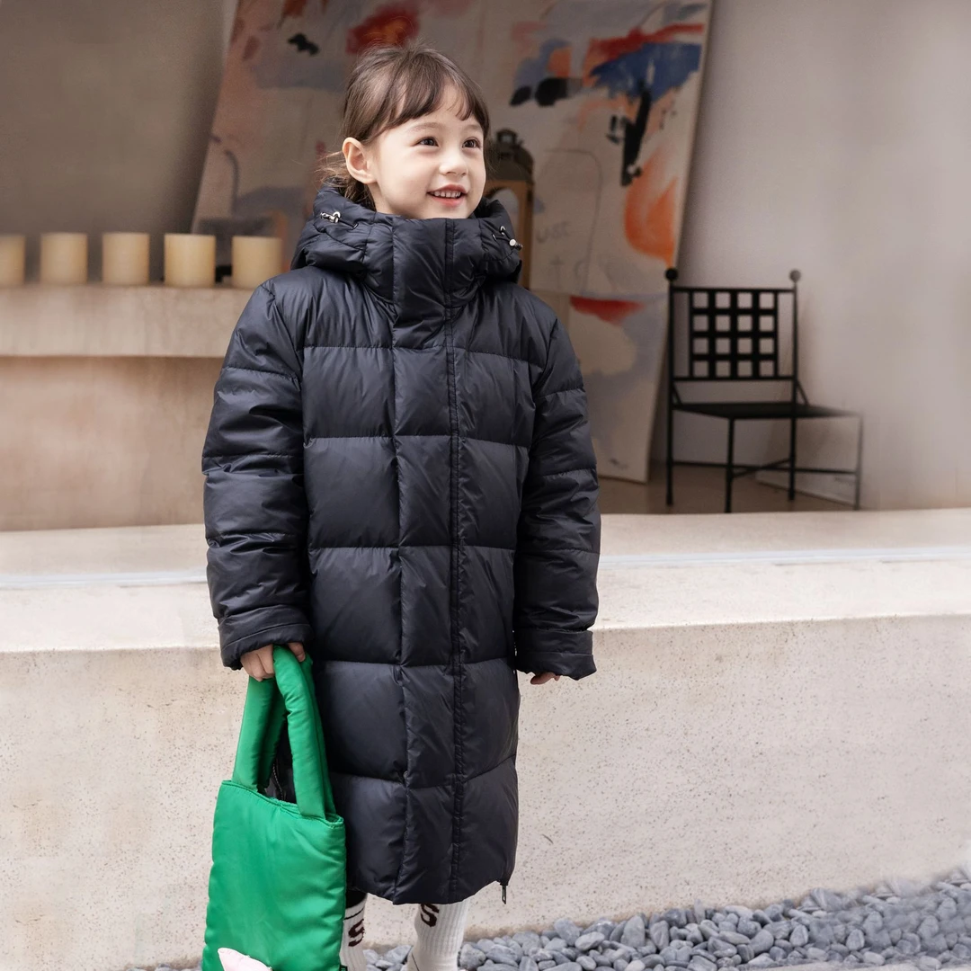 82365新款儿童中长款羽绒服洋气男女童长款加厚过膝白鸭绒羽绒服