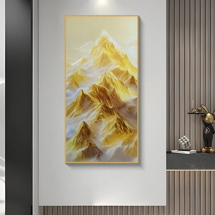 日照金山入户玄关装饰画客厅走廊过道竖版高档风景壁画金山60120