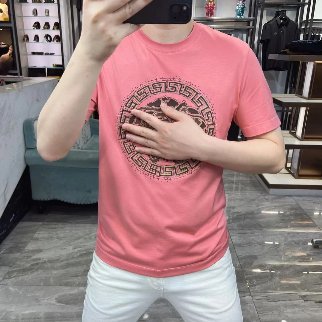 【特价】夏季新款短袖T恤男硅胶转印烫钻半袖品质男装68325