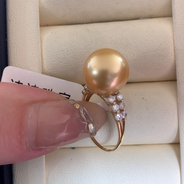 18K金镶嵌戒指海水珍珠