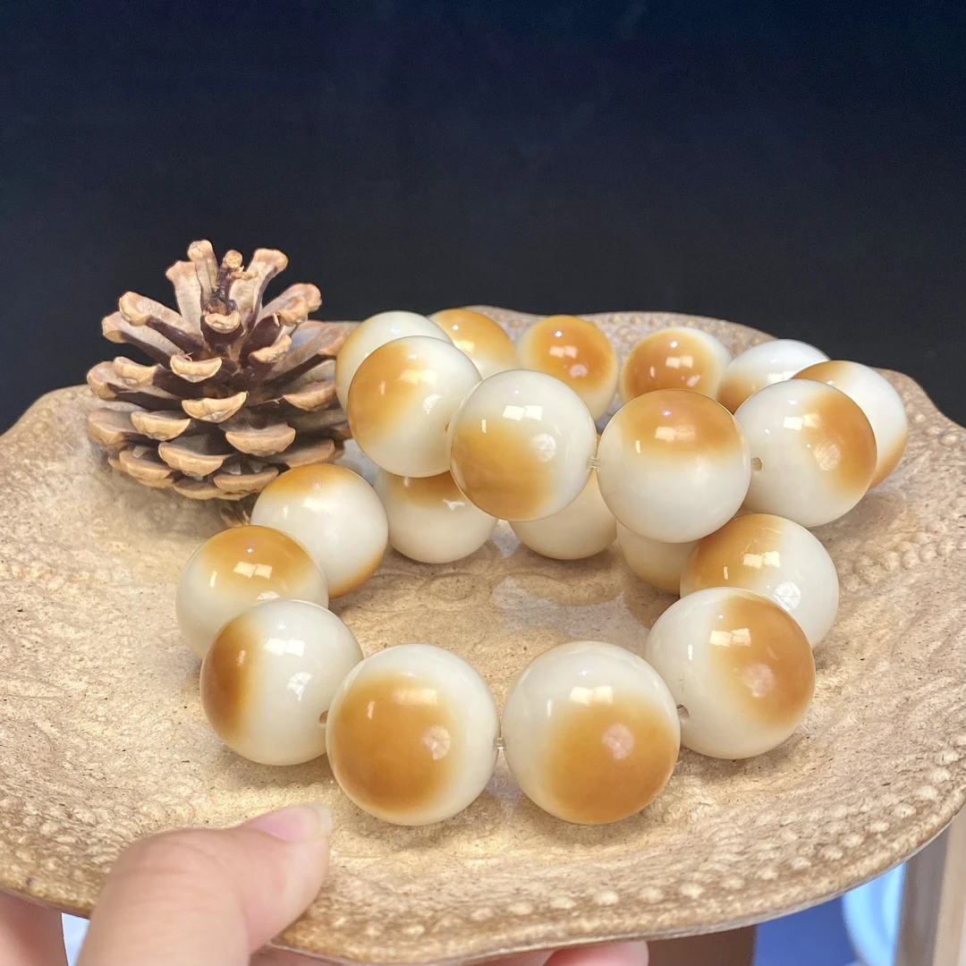 臻品象牙果老师傅精工手工炭烤双面蜜糖圆珠手串精品礼物