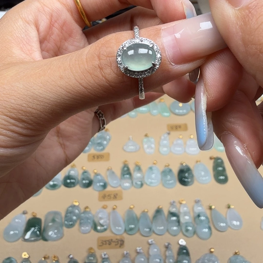 翡翠戒指银S925镶嵌