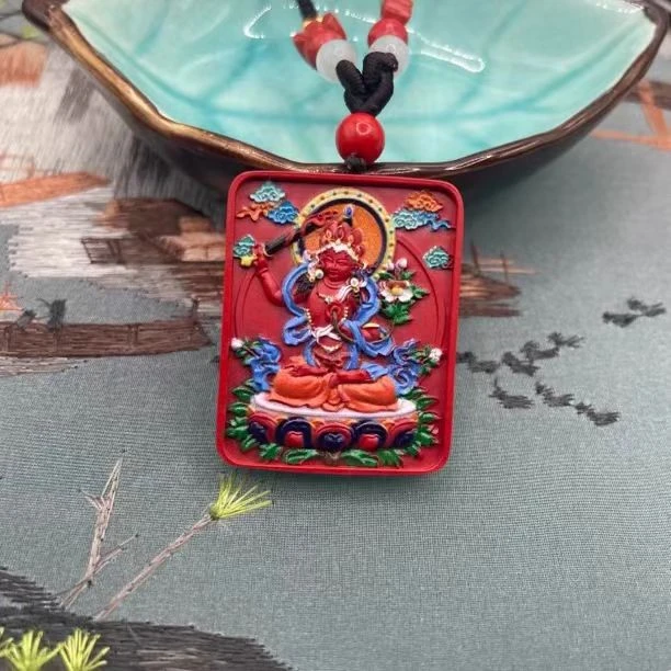 含辰砂工艺品含辰砂工艺品高含量朱砂设计款彩绘生肖八大佛吊坠