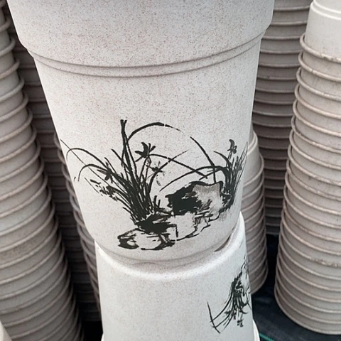 树脂3个兰花盆微瑕