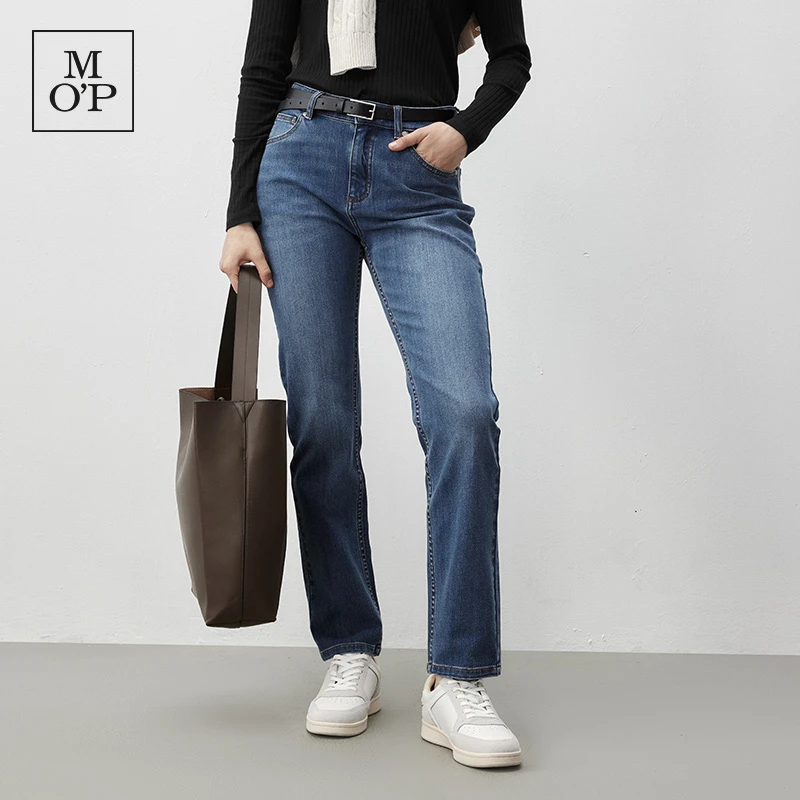 Marc O'Polo/MOP冬季气质时尚小直筒四面弹牛仔长裤