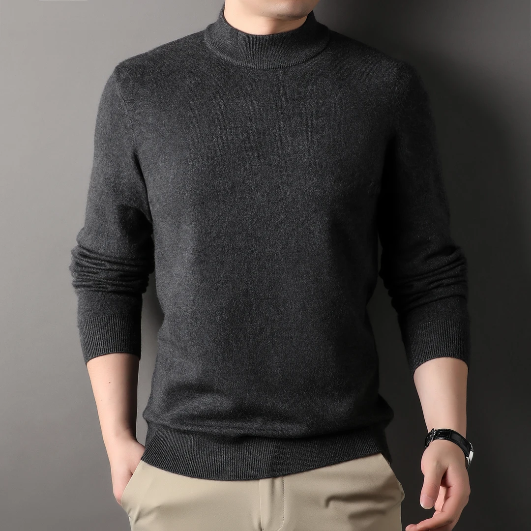 含绵羊毛男士针织衫半高领长袖纯色保暖时尚休闲羊绒毛衣加厚Z330
