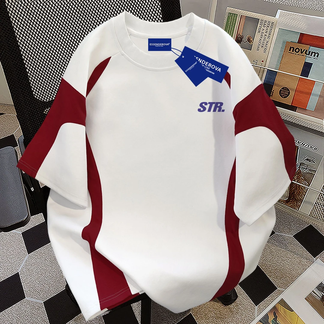 100%纯棉复古潮流字母短袖t恤男女夏季宽松通勤高级感情侣上衣ins