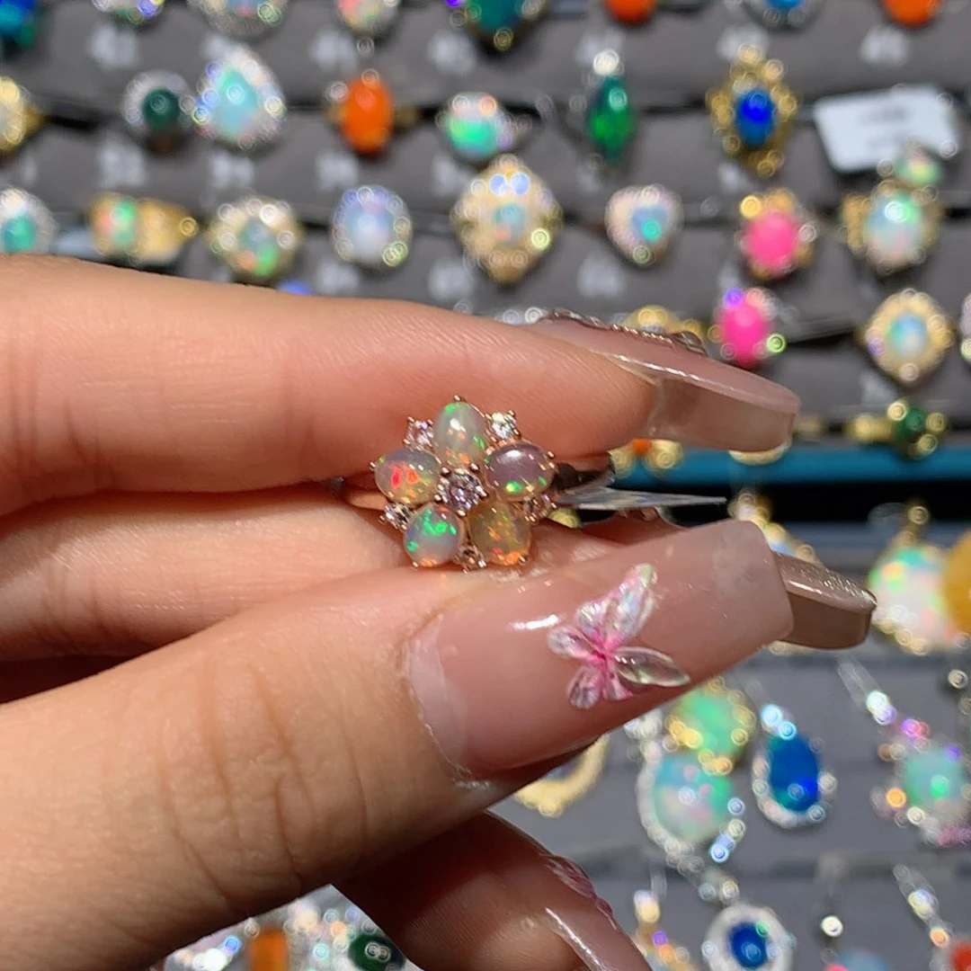 欧泊福利戒指银S925镶嵌