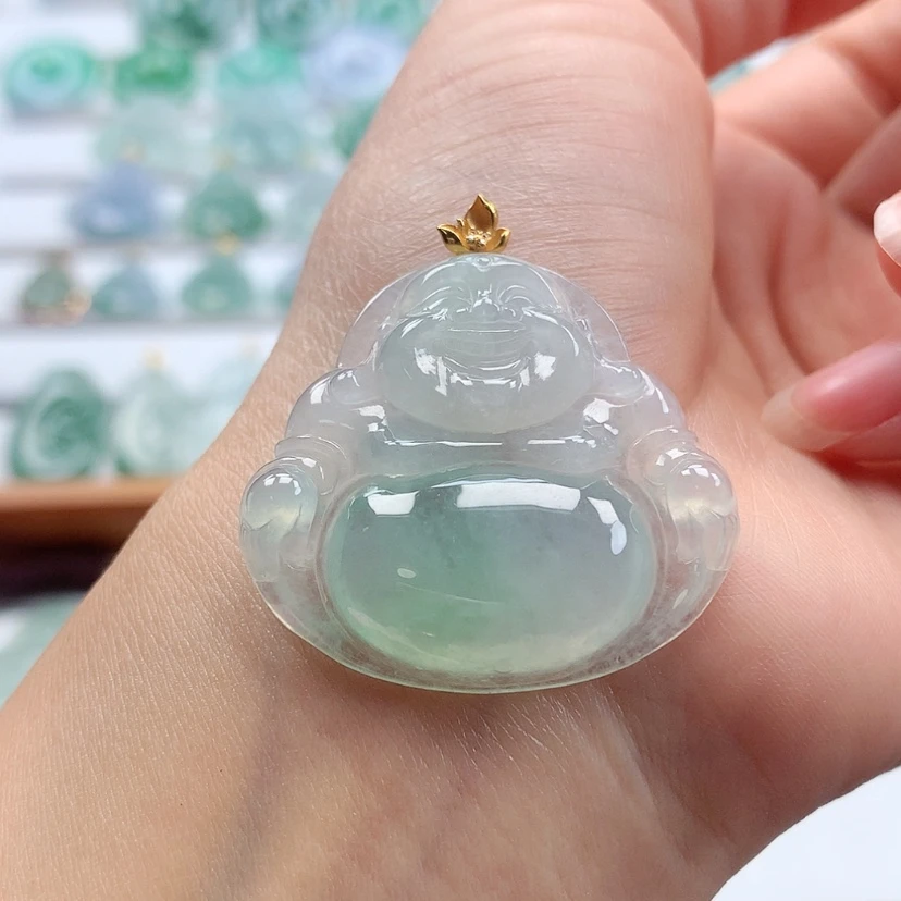 【闪购商品】翡翠吊坠(赠链)18K金镶嵌
