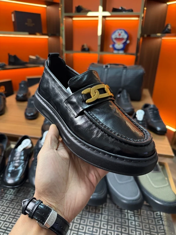 圆头胶粘鞋日系简约风休闲皮鞋休闲鞋豆豆鞋潮鞋男士商务百搭