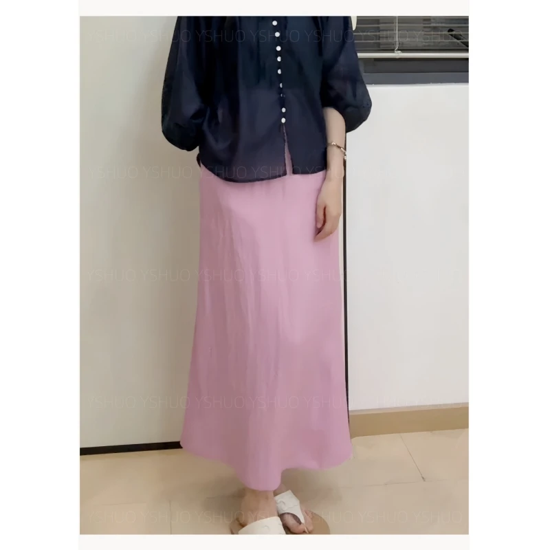 【飘逸半长裙】飘逸韩范夏季高腰松紧腰垂坠感温柔风半裙8613