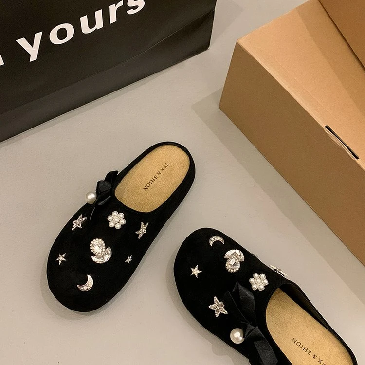 新款2025复古甜酷女鞋平底百搭半拖外穿一脚蹬勃肯鞋网红外穿拖鞋