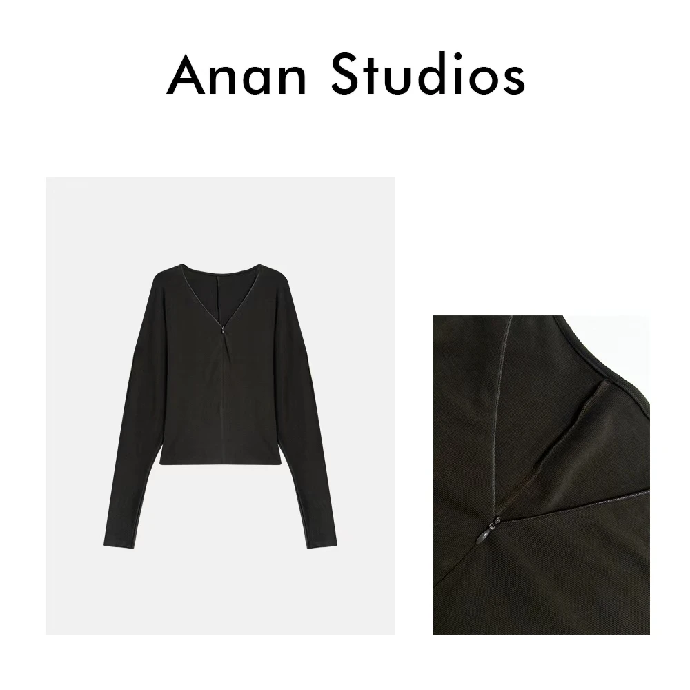 Anan Studios【拉链叙事】V领半拉链长袖上衣 26555