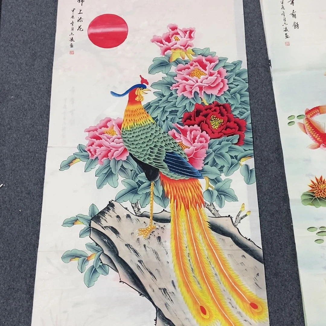 国画四尺工笔花鸟一副