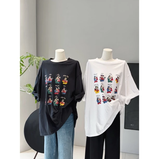 #7118 韩版卡通米奇休闲短袖 宽松百搭显瘦圆领大版T恤女
