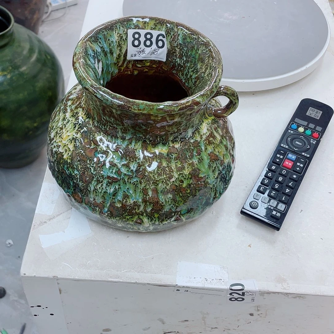 瓶摸**得瑕疵盘泥无孔花瓶