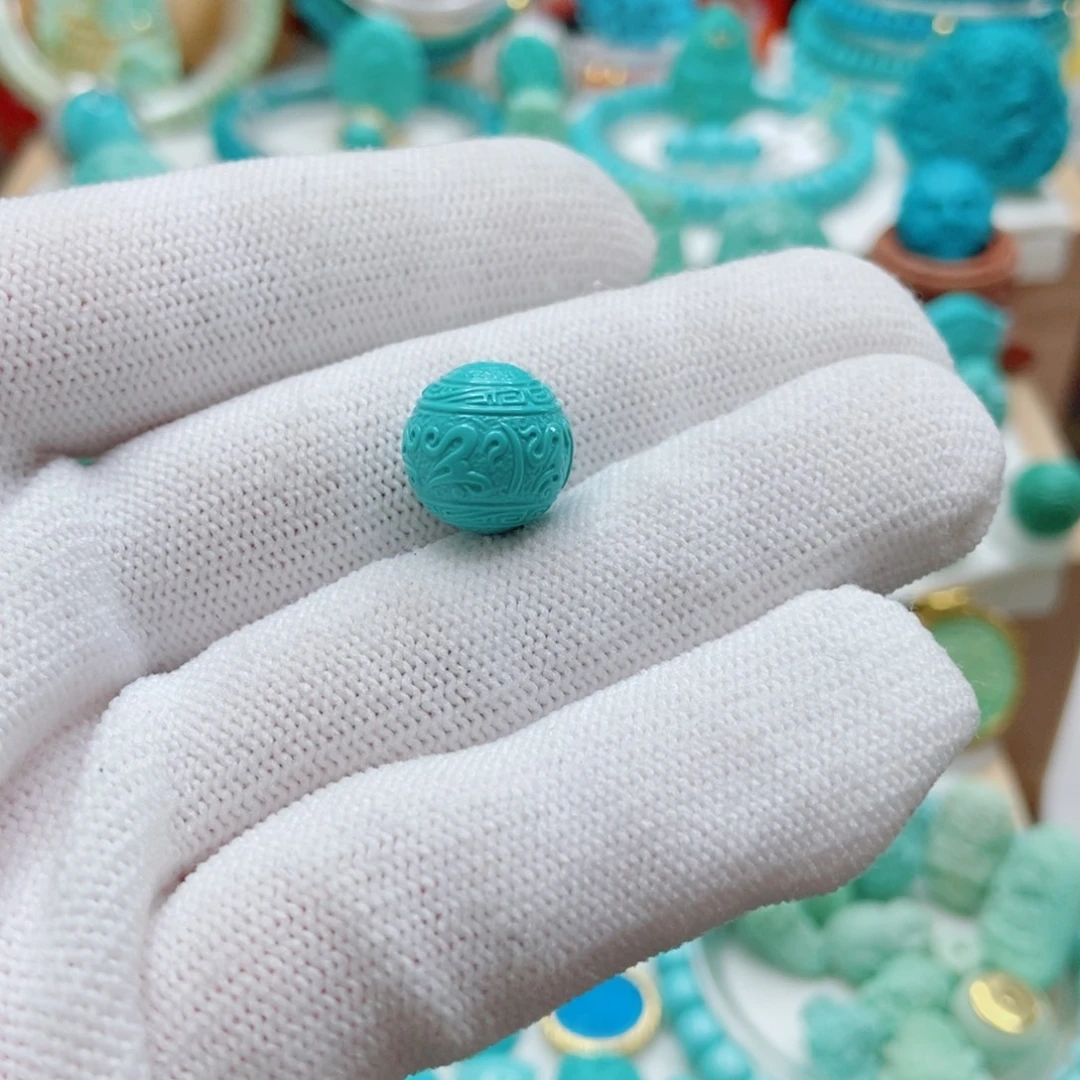 绿松石未镶嵌对珠12mm