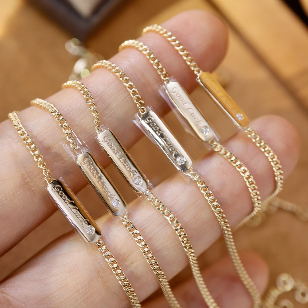 18K金幸运牌手链 16-17-18cm 时尚百搭精致