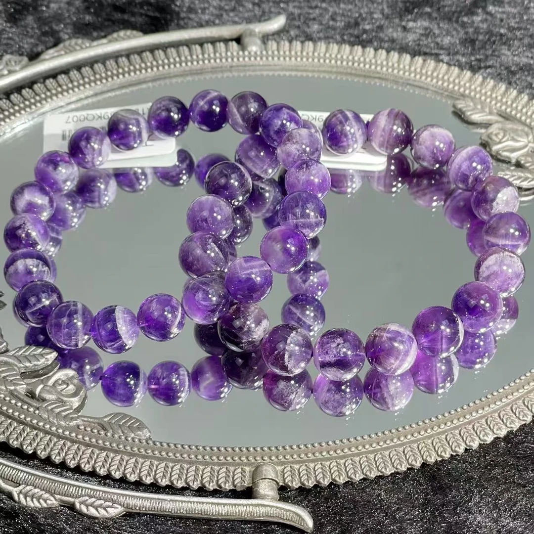 九紫离火天然梦幻紫塔晶紫水晶手串饰品