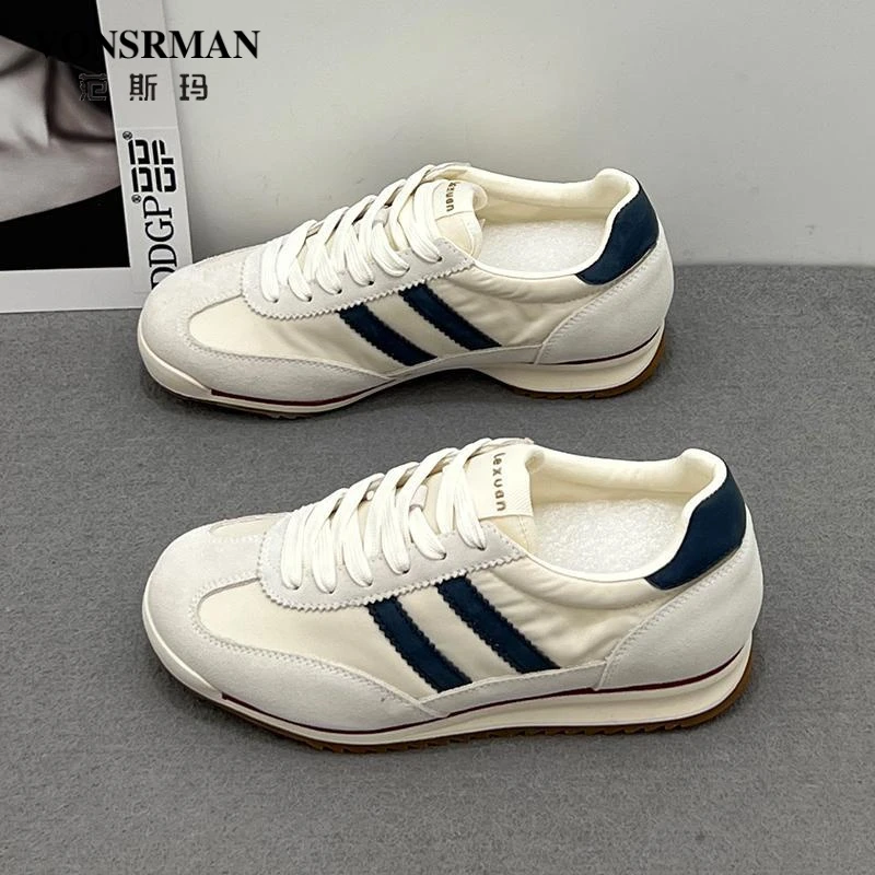 软底透气小众复古德训鞋2025春季新款小个子内增高休闲百搭阿甘鞋