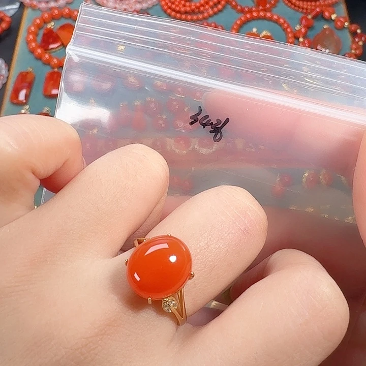 南红玛瑙银S925镶嵌戒指