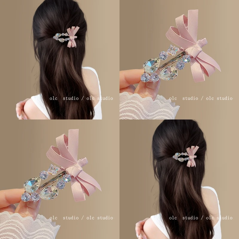 涧石粉！张元英边夹！甜美水钻ins风刘海碎发夹女前额一字夹