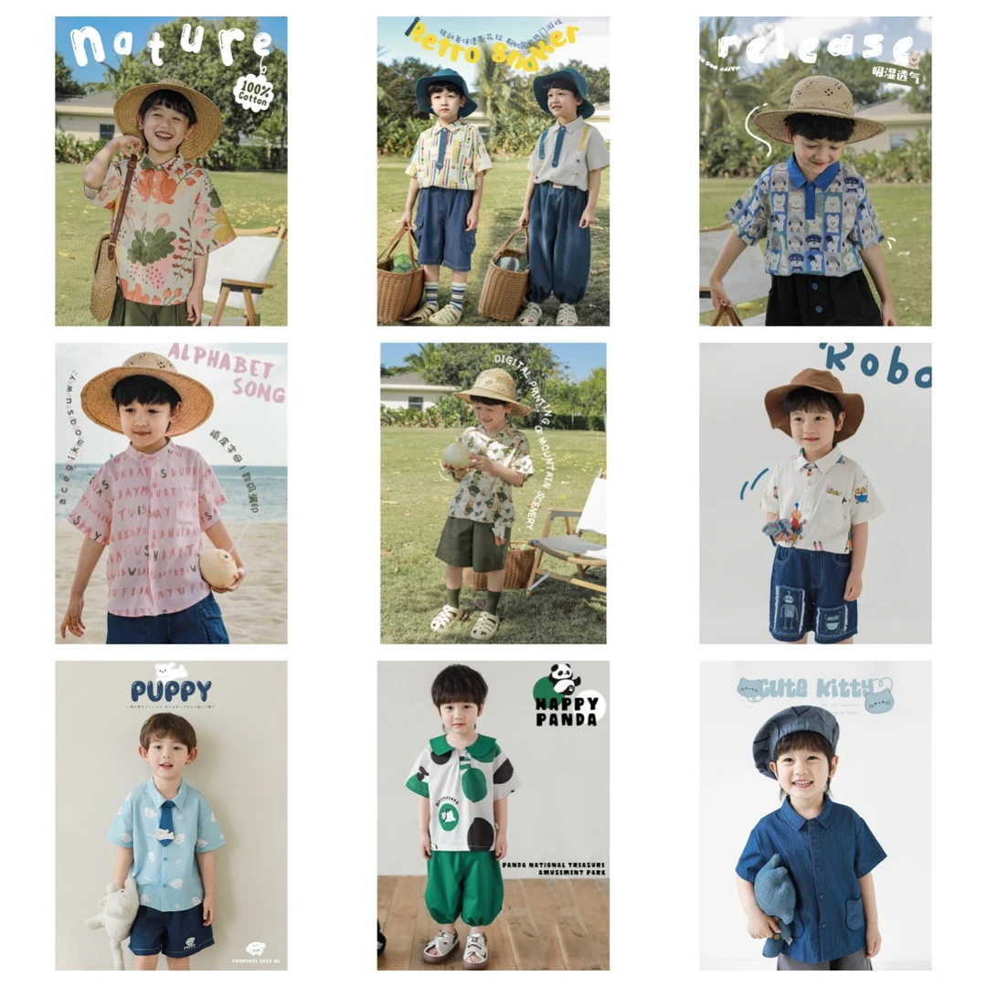 幼悠 男童夏季海边穿搭酷帅衬衫汉服组合XY901