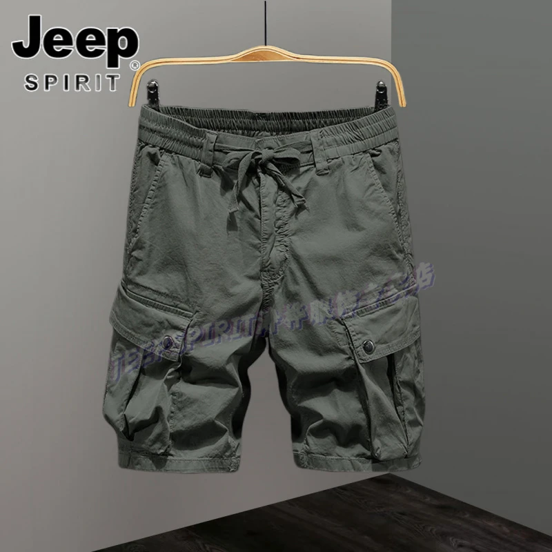 Jeep吉普工装短裤男夏季户外运动美式多袋五分裤休闲纯棉马裤中裤