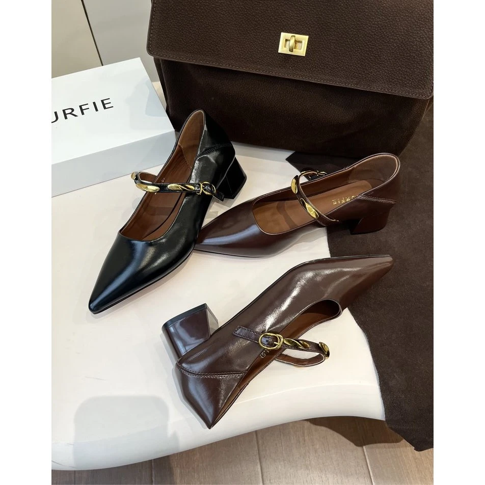 摩登鎏金时装尖头玛丽珍单鞋AB25520