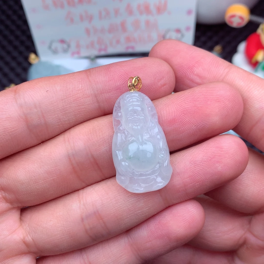 翡翠18K金镶嵌吊坠(不含链)
