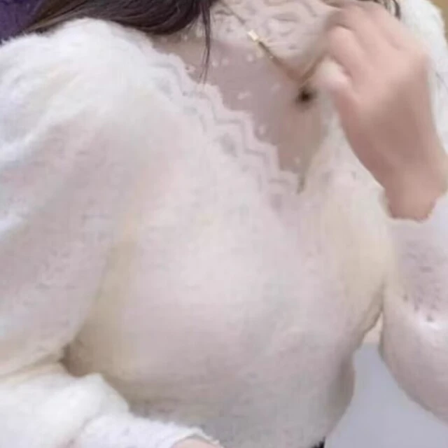 白色拉丝蕾丝女底衬衫时尚和温柔的内穿超级仙女衬衫秋冬加