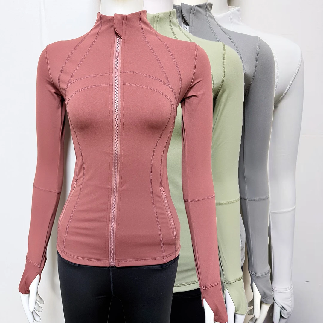 lulu同款瑜伽服外套女新款修身显瘦立领开衫弹力专业跑步健身长袖