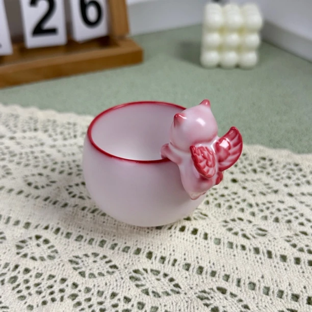 红粉猪油冻茶宠摆件红胎汝窑功夫茶具装饰