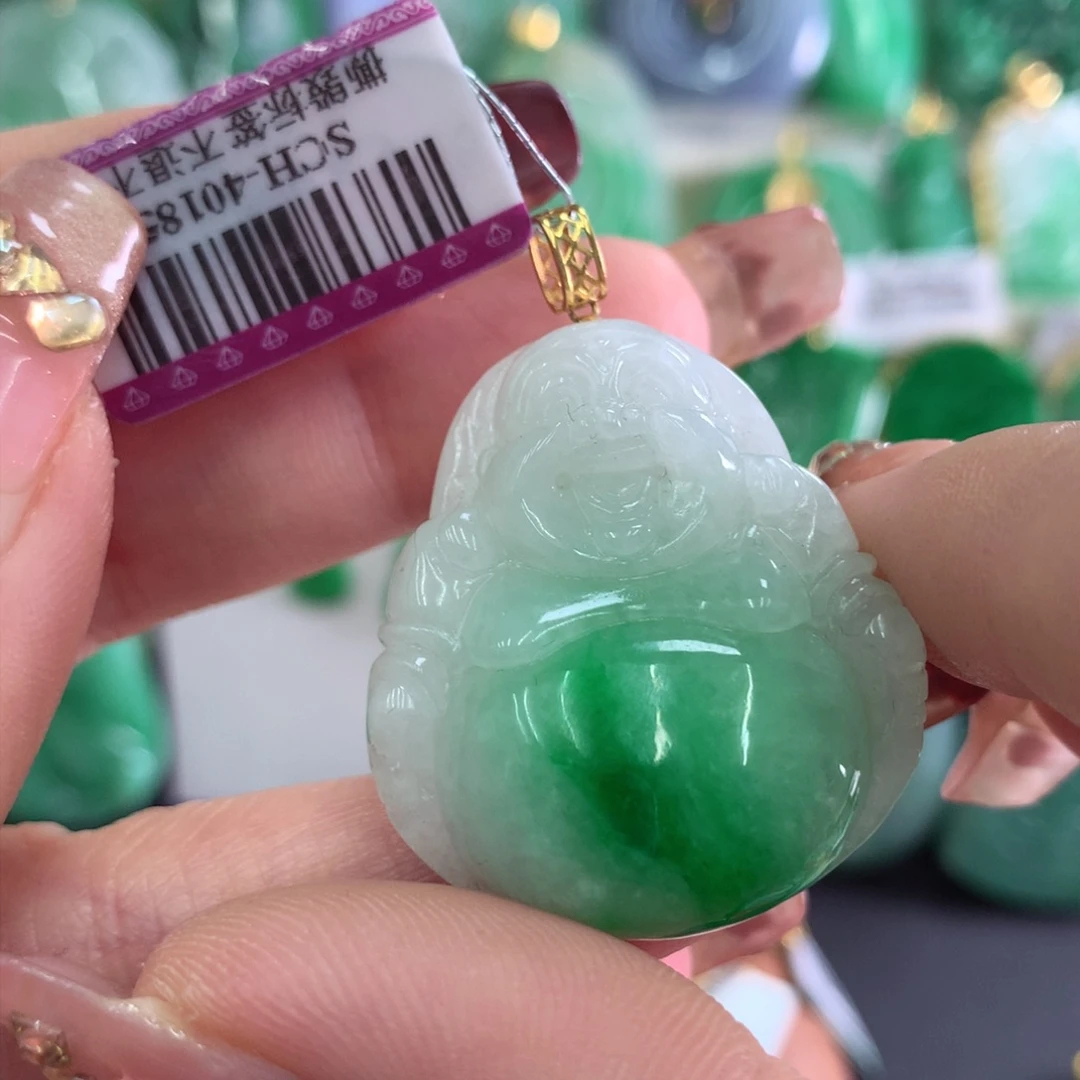 翡翠吊坠(不含链)18K金镶嵌