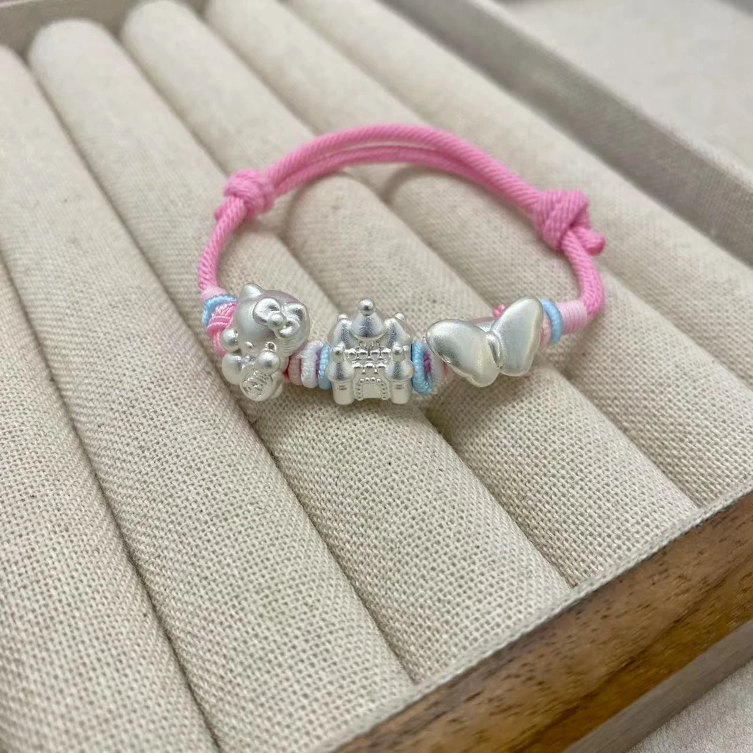 足银锦纶手链 足银KT手链手工气质时尚可爱百搭宝宝编织小众