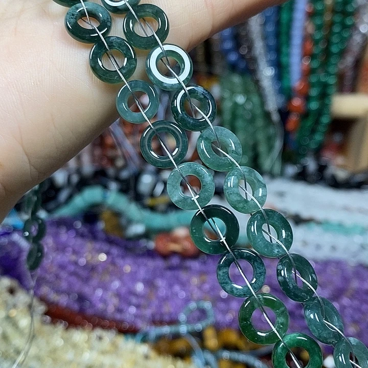 玛瑙/玉髓未镶嵌珠宝半成品天然蓝水翡翡卡10nm一条