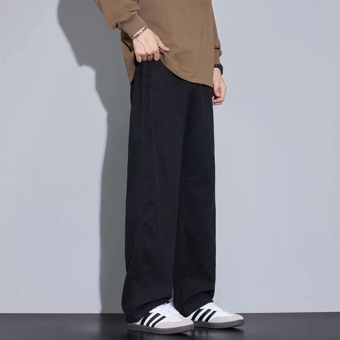 Kuvine2025冬季新款宽松直筒休闲裤美式潮牌加绒加厚男士工装裤子