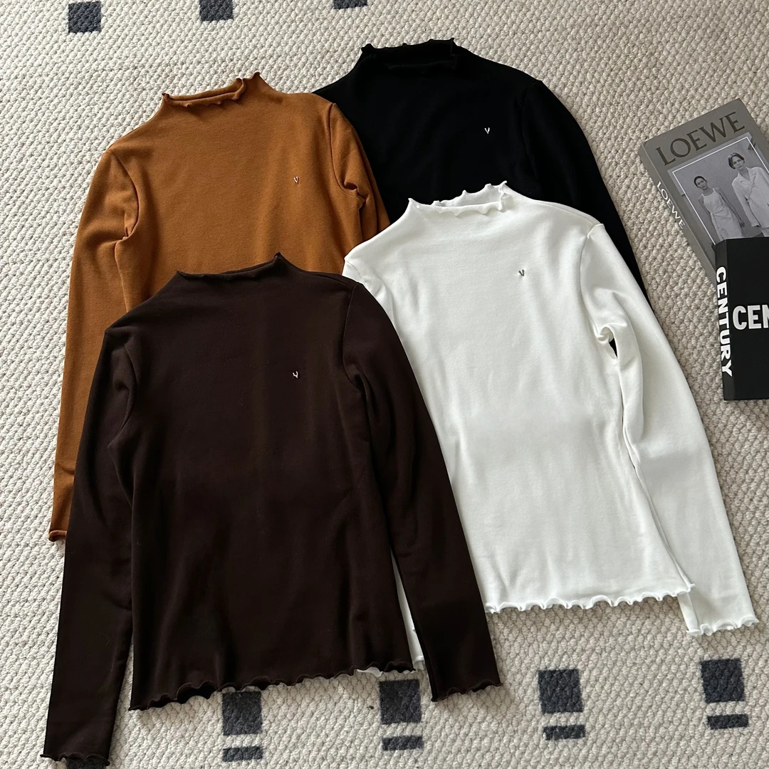 【米可家】磨毛加绒内里木耳边高弹力加厚打底衫25270