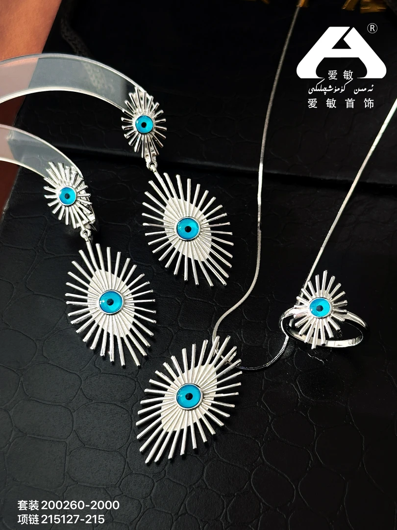 链子925银莫桑石 爱民纯银首饰套装200260